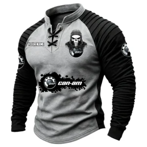 Can Am BRP Vintage Lace-Up Long Sleeve Shirt Custom Text