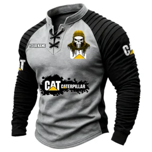 Caterpillar Men's Vintage Lace Up Long Sleeve Shirt Customize Name
