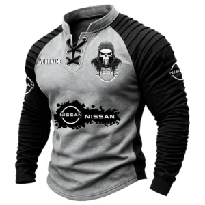 Nissan Vintage Lace-Up Long Sleeve Shirt Custom Text