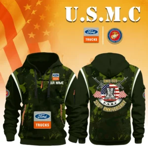 Ford Trucks x USMC 250th Anniversary Half Zip Hoodie Customize Text
