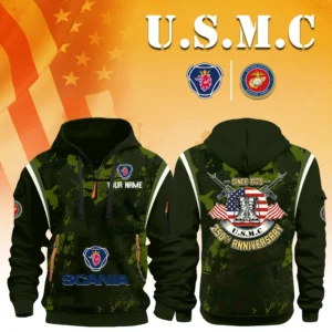 Scania x USMC 250th Anniversary Half Zip Hoodie Customize Text