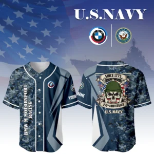 BMW M Motorsport Racing x US Navy 250th Anniversary 3D Baseball Jersey Custom Your Name