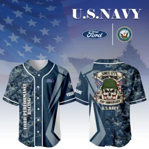 Ford Performance Racing x US Navy 250th Anniversary Baseball Jersey Customize Name