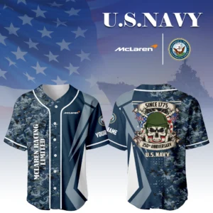 McLaren Racing Limited x US Navy 250th Anniversary 3D Baseball Jersey Custom Your Name