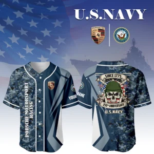 Porsche Motorsport Racing x US Navy 250th Anniversary Baseball Jersey Customize Name