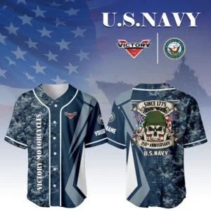 Victory Motorcycles x US Navy 250th Anniversary 3D Baseball Jersey Custom Your Name
