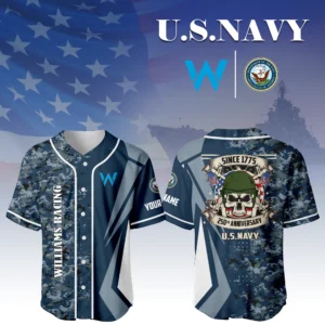 Williams Racing x US Navy 250th Anniversary Baseball Jersey Customize Name