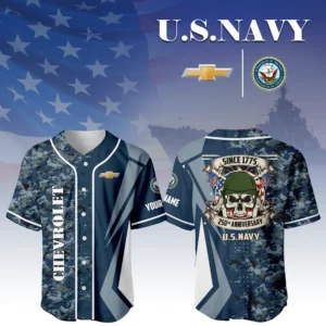 Chevrolet x US Navy 250th Anniversary 3D Baseball Jersey Custom Your Name