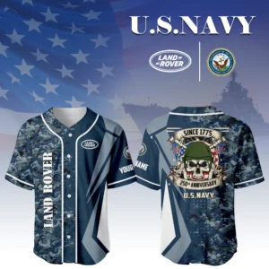 Land Rover x US Navy 250th Anniversary 3D Baseball Jersey Custom Your Name