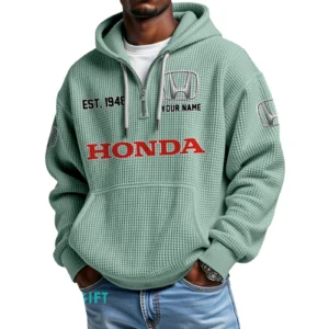 Honda Quarter-Zip Waffle Hoodie Custom Your Name