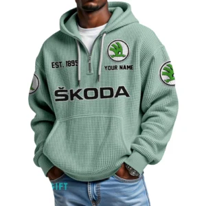 Skoda Quarter-Zip Waffle Hoodie Custom Your Name