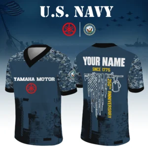 Yamaha Motor x US Navy 250th Anniversary V-Neck Short Sleeve Jersey Limited 2026 Custom Name
