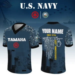 Yamaha x US Navy 250th Anniversary V-Neck Short Sleeve Jersey Limited 2026 Custom Name