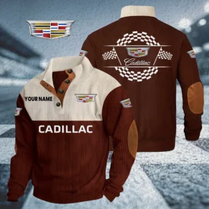 Cadillac Knitted Ribbed Corduroy Sweatshirt Stand Collar Personalize Name
