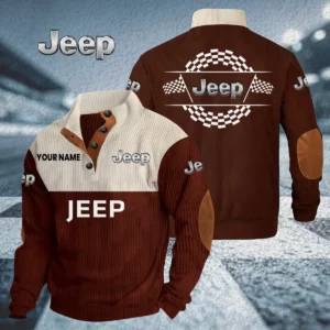 Jeep Knitted Ribbed Corduroy Sweatshirt Stand Collar Custom Your Name