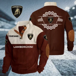 Lamborghini Knitted Ribbed Corduroy Sweatshirt Stand Collar Custom Your Name