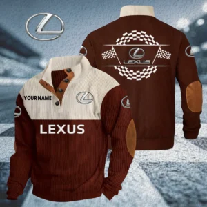 Lexus Knitted Ribbed Corduroy Sweatshirt Stand Collar Custom Your Name