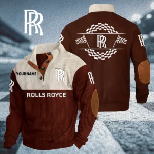 Rolls Royce Knitted Ribbed Corduroy Sweatshirt Stand Collar Custom Your Name