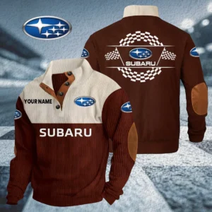 Subaru Knitted Ribbed Corduroy Sweatshirt Stand Collar Custom Your Name