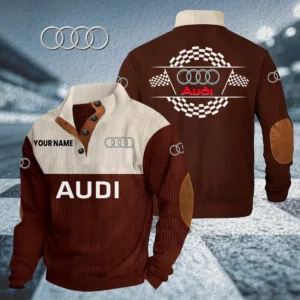 Audi Knitted Ribbed Corduroy Sweatshirt Stand Collar Custom Your Name