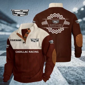 Cadillac Racing Knitted Ribbed Corduroy Sweatshirt Stand Collar Customize Name 2026