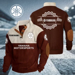 Yamaha Motorsports Men's Knitted Ribbed Corduroy Sweatshirt Stand Collar Customize Name