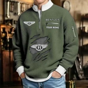 Bentley Waffle Sweatshirt Quarter-Zip Stand Collar Limited Customize Name