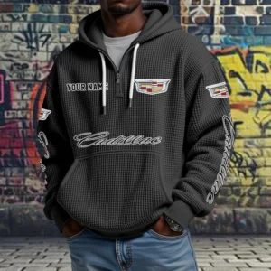 Cadillac Quarter Zip Waffle Hoodie 2026 Limited Customize Name