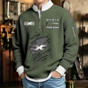 Automobile Dacia Waffle Sweatshirt Quarter-Zip Stand Collar Limited Customize Name