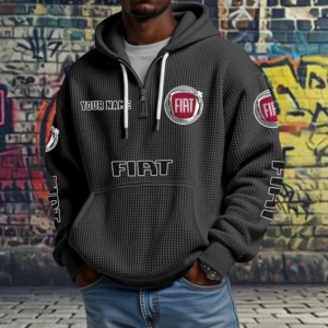 Fiat Exclusive Logo Quarter Zip Waffle Hoodie New 2026 Limited Customize Name