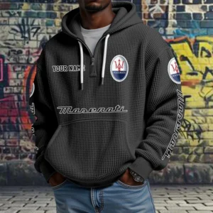 Maserati Exclusive Logo Quarter Zip Waffle Hoodie New 2026 Limited Customize Name