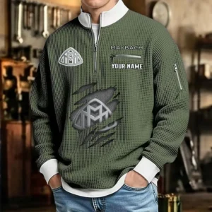 Mercedes Maybach Waffle Sweatshirt Quarter-Zip Stand Collar Limited Customize Name