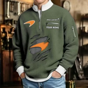McLaren Waffle Sweatshirt Quarter-Zip Stand Collar Limited Customize Name