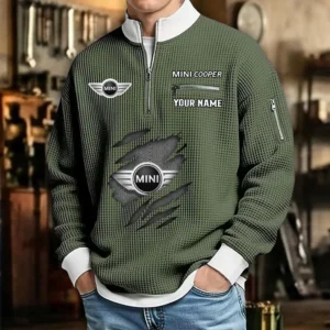 MINI Cooper Waffle Sweatshirt Quarter-Zip Stand Collar Limited Customize Name