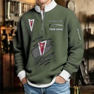 Pontiac Waffle Sweatshirt Quarter-Zip Stand Collar Limited Customize Name
