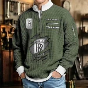 Rolls Royce Waffle Sweatshirt Quarter-Zip Stand Collar Limited Customize Name