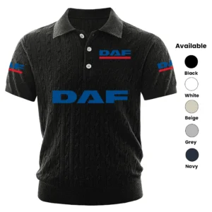 DAF Trucks Polo Shirt Men Knitted Top Texture, Short Sleeve