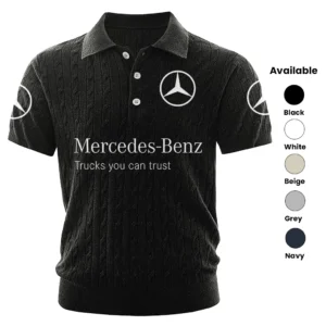 Mercedes-Benz Trucks Polo Shirt Men Knitted Top Texture, Short Sleeve