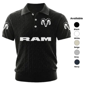 Ram Trucks Polo Shirt Men Knitted Top Texture, Short Sleeve
