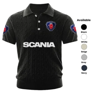 Scania AB Men's Polo Shirt Knitted Top Texture, Short Sleeve