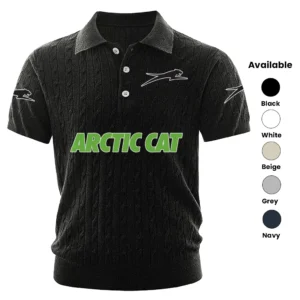 Arctic Cat Polo Shirt Men Knitted Top Texture, Short Sleeve