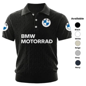 BMW Motorrad Polo Shirt Men Knitted Top Texture, Short Sleeve