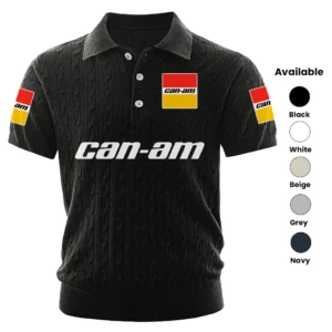 Can Am BRP Polo Shirt Men Knitted Top Texture, Short Sleeve