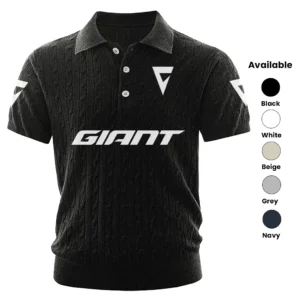 GIANT Polo Shirt Men Knitted Top Texture, Short Sleeve