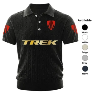 TREK Polo Shirt Men Knitted Top Texture, Short Sleeve