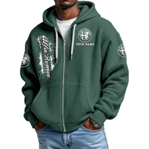 Alfa Romeo Men's Waffle Knit Full Zip-Up Hoodie