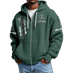 Mercedes AMG Men's Waffle Knit Full Zip-Up Hoodie