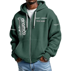 Aston Martin Racing Men's Waffle Knit Full Zip-Up Hoodie