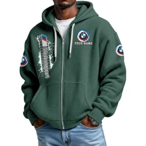 BMW M Motorsport Racing Men's Waffle Knit Full Zip-Up Hoodie