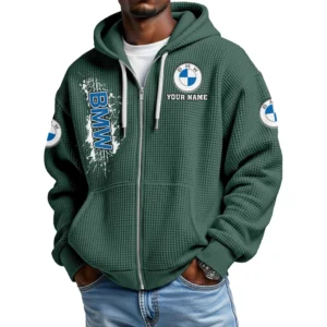BMW Men's Waffle Knit Full Zip-Up Hoodie